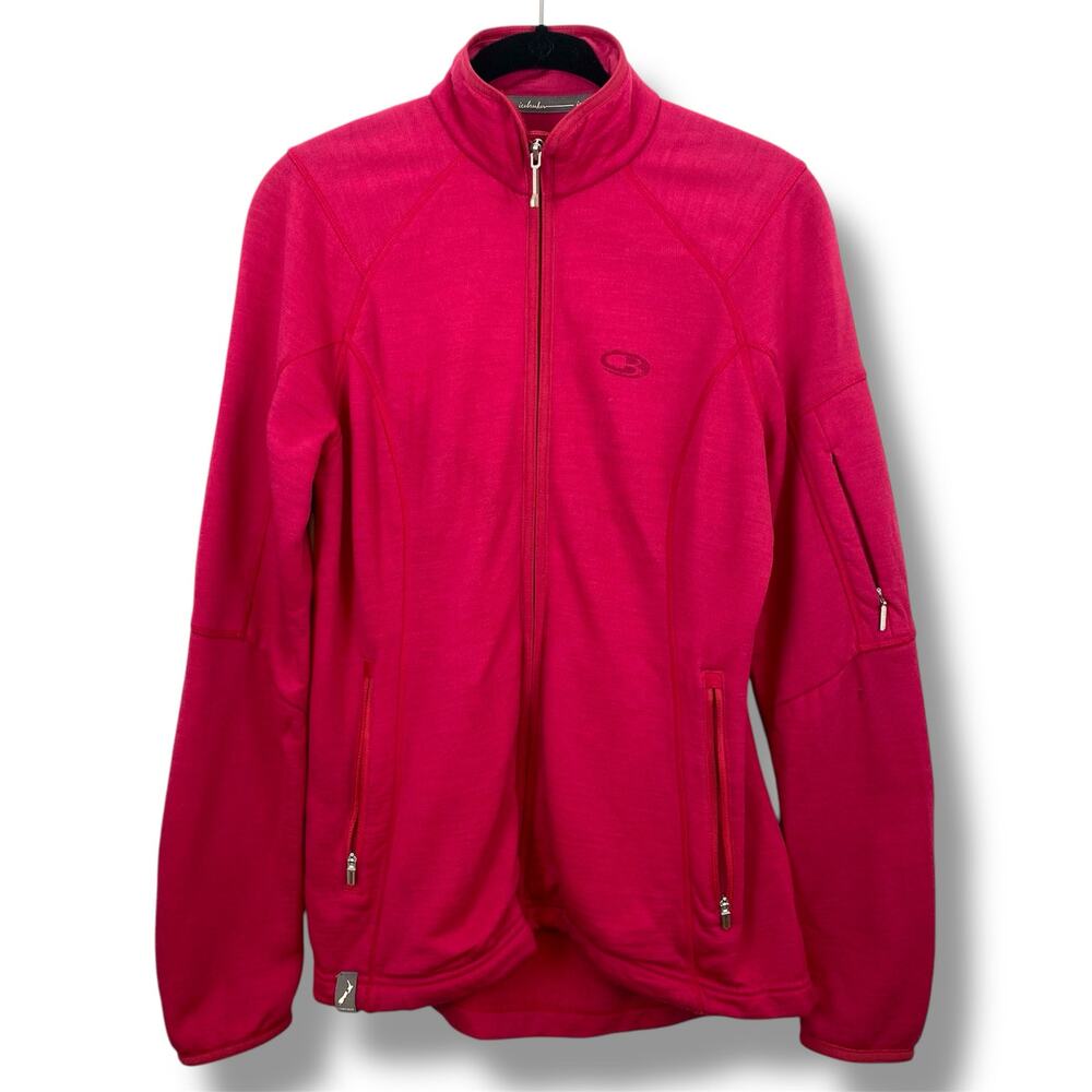 Ice Breaker 100% Merino Wool Pink Full-Zip Hoodie - Small
